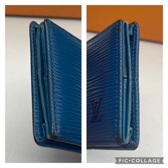 Authentic Louis Vuitton Epi Porte Monnaie Boite Blue Leather Coin Purse Wallet - Picture 6 of 13